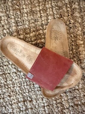 Red Suede Slide Sandals - Women
